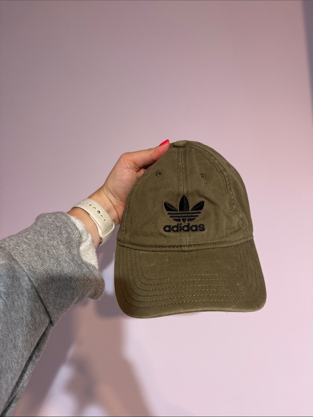 adidas Olive Baseball Cap with Black Trefoil Logo
